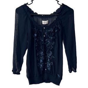 Abercrombie and Fitch Sheer Blouse With Floral Design